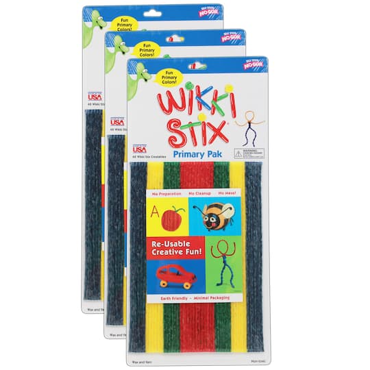 Wikki Stix&#xAE; Primary Pak 8&#x22; Reusable Craft Pack, 3ct.